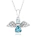 10K White Gold Swiss and Sky Blue Topaz Angel Pendant w/ Diamond Accent