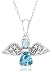 Jewelry : 10K White Gold Swiss and Sky Blue Topaz Angel Pendant w/ Diamond Accent