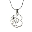 Olive N Figs Sterling Silver Rose Pendant Necklace with 18" Sterling Silver Shiny Snake Chain
