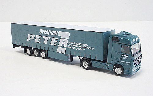 Herpa 65900 TT/MB Actros LH02 Gardinenplanen-Sattelzug "Peter"