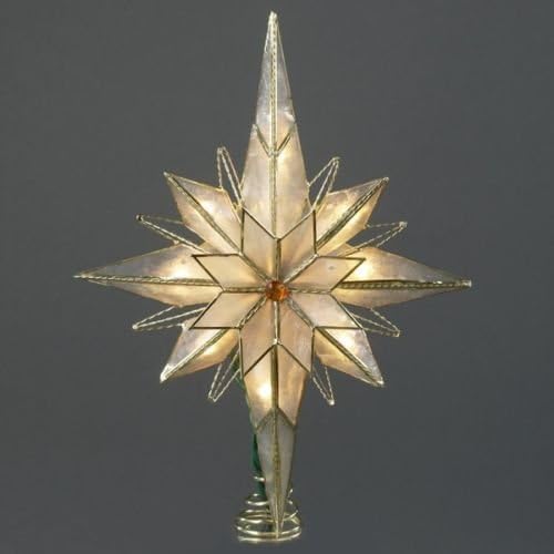 Capiz Classical Multi Point Bethlehem Star Christmas Tree Topper with 10 Lights
