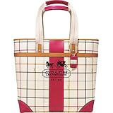 Coach Tattersall Heritage Stripe XL Bag Tote 12221 Pink