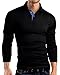 StyleDome Men`s Lapel Stand Collar Tops Long Sleeve Regular Basic Polo Shirts Black L