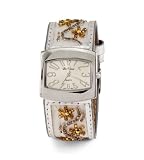 New Women's White Gold Bead Band Silver Tone Watch