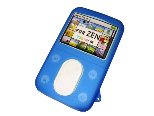 Childrens Toyshop  Third Party New : BLUE Zen Vision:M (30gb) Silicone Skin Case Cover+Screen+Lanyard by INNOV8GB