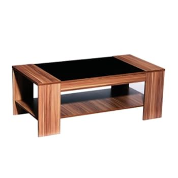 Premier Housewares Fargo Table basse Noyer vernis Noir brillant 46 x 120 x 60 cm (Import Grande Bretagne)