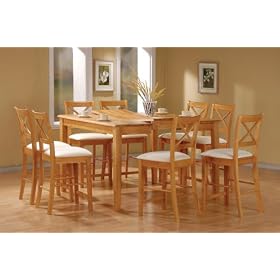 9 Piece Maple Finish Counter Height Dining Set with Butterfly Leaf By Coaster Furniture