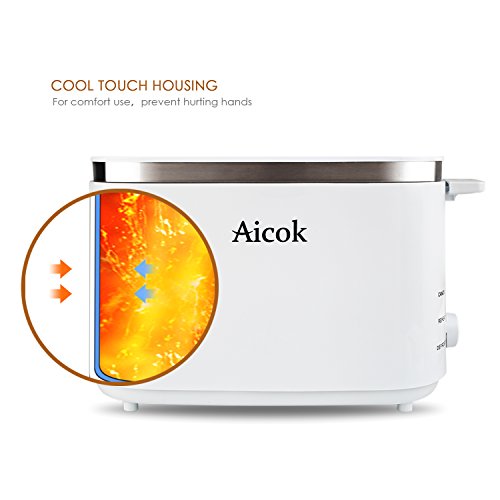 Aicok Compact Cool Wall 2slice Toaster, White (2Slice) everything breakfast!