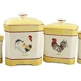 French Country Rooster Kitchen Canister Set 4 Pieces