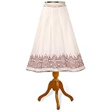 Applique Geo Border White Cotton Skirt (Petite, Tall & Misses Sizes XS-3X)