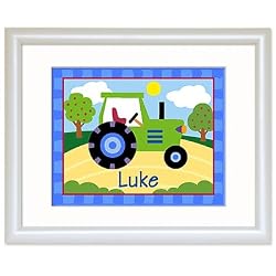 Trains, Planes and Trucks Personalized Tractor Print (white)
