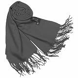 Basile Fringed Solid Wool And Cashmere Pashmina Shawl Dark Gray