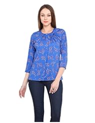Apparel: DeDes Womens Background With Roses Gathered Collar Shirt XX-Large Royal Blue CASUAL LADIES TOP BLOUSE 3/4TH SLEEVE ELEGANT PARTY TOP ROUND NECK