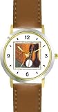 Banjo in Open Case Leaning against Bureau or Dresser - from Hush Little Baby by Artist: Sylvia Long - WATCHBUDDY® DELUXE TWO-TONE THEME WATCH - Arabic Numbers - Brown Leather Strap-Size-Children's Size-Small ( Boy's Size & Girl's Size )