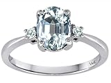 1.64 cttw Genuine 8x6mm Oval Aquamarine and Diamond Engagement Ring