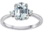 1.64 cttw 14k White Gold Genuine 8x6mm Oval Aquamarine and Diamond Engagement Ring - 14kt White Gold