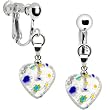 Handcrafted Clear Millefiori Heart Clip Earrings