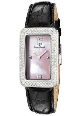 Women's Le Tank White Diamond Pink Mother Pearl Dial Black Genuine Crocodile