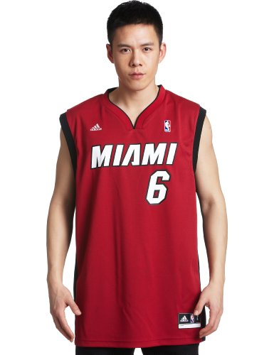 NBA Miami Heat LeBron James Red Replica Jersey, Large On Sale