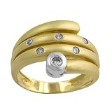 Trendy 0.15 Cttw Diamond 14 Karat Yellow & White Gold Bypass Ring Size 7