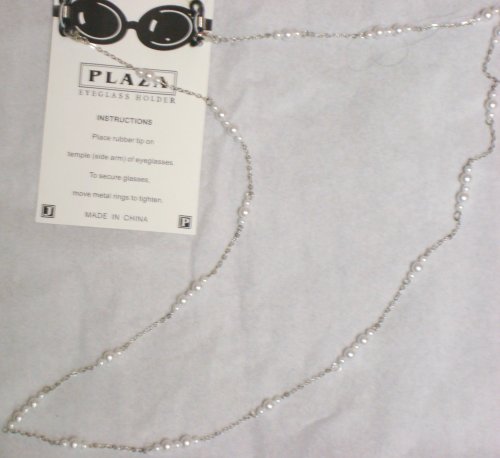 White Pearl Eye Glass or Vertical Badge Holder Perry Francois Necklace