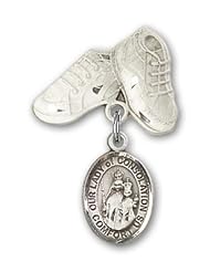 Sterling Silver Baby Badge with Our Lady of Consolation Charm and Baby Boots Pin