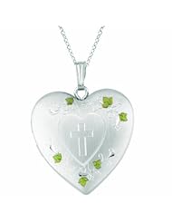 Sterling silver Heart Shaped Locket w/ cross hearts & swirls Necklace