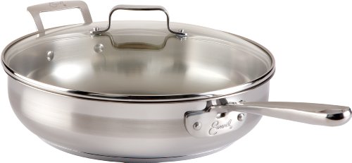 Emeril by All-Clad E88482 Chef's Stainless Steel Saute Pan with Lid, 5-Quart, Silver