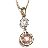 18k Gold Overlay Sterling Silver Clear and Champagne Cubic Zirconia Double Drop Pendant, 18"