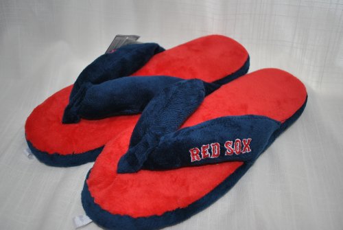 Boston Red Sox Team plush soft Flip Flop Thong size large Slippers