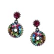 Black Tone Multi Colored Crystal Fashion Drop Earrings