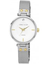 Anne Klein Womens AK/1427SVTT Diamond Dial Two-Tone Mesh Bracelet Watch