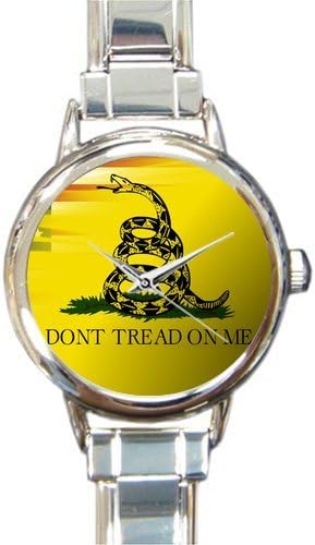 Personalized Watch Gadsden Flag Don't Tread On Me Round Italian Charm stainless steel Watch
