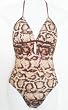 Marsol Junior/Missy 1PC Snakeskin Swimsuit in Black and Brown Sizes 5/6 - 13/14. Padded Sewn-in Cup.