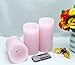 Adoria Large Pink Candles Flameless Set 3,Real Wax Pillar Candles Remote and Timer-Dia3.15 xH4/5/6