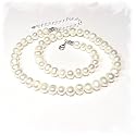 White freshwater pearl necklace made with large 8mm beads in gift box.