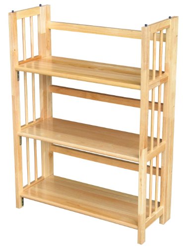 3 Tier Folding Bookcase (Natural Brown) (38"H x 27.5"W x 11.5"D)