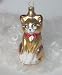 grosse Glas Katze 11cm - mundgeblasen schwarz grau bemalt - Weihnachtsbaumschmuck aus Lauscha - formgeblasener Christbaumschmuck