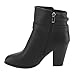 NATURE BREEZE FE17 Women's Dual Buckle Strap Stacked Block Heel Ankle Bootie