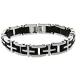 Stainless Steel and Rubber Men's Bracelet w/ Cross Design