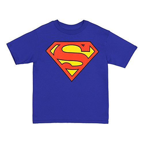 Superman Classic Shield Logo Little Boys T-shirt - Blue (Juvy Large (7))