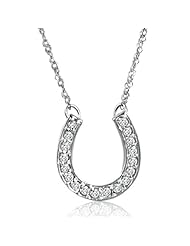 10K White Gold Diamond Horseshoe Necklace (1/4ct tw 16" Chain)