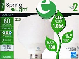TCP 14 Watt Spring Light CFL G25 Soft White Bulb, 2-Pack
