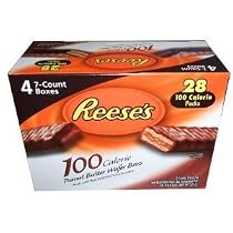 Reese's Peanut butter Wafer Bars 100 Calorie Packs Made with Hershey's Chocolate Four 7-Count Boxes
