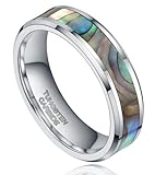 6mm Tungsten Carbide Rings with Abalone Shell Inlay for Men Women Unisex Comfort Fit Size 4 to 14 (9)