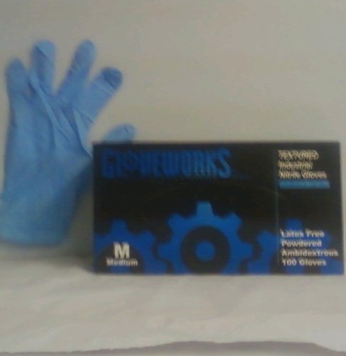 Nitrile Gloves Industrial Latex Free Powdered 100 Count Size Medium
