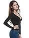 ANGVNS Womens Sexy Basic Long Sleeve V Neck Slim Fit Soft Light weight Wrap Crop Top