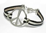 Peace Symbol w/ Leather Band Toggle Bracelet