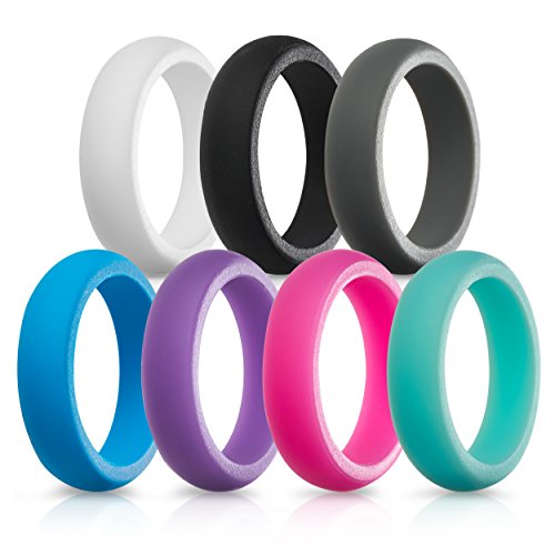 Silicone Wedding Rings For Women - 7 Pack