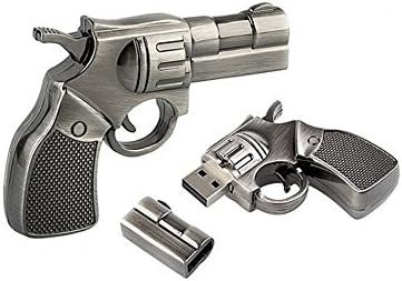 Phoenixnet Silver Gun USB Flash Drive USB 2.0 Gun Design USB Memory Stick Unique Design Suitable for Gifts, 16G